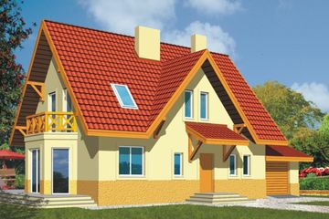  Projekt domu Ola 2 wersja B z pojedynczym garażem (WRD1076) - projekt domu parterowego z poddaszem - Zdjęcie 1