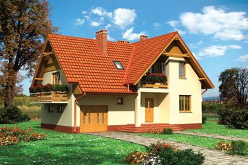  Projekt domu Zorza-2 - murowana – beton komórkowy (KRD1834) - projekt domu parterowego z poddaszem - Zdjęcie 1