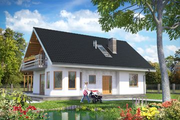  Projekt domu Fela - murowana – beton komórkowy (KRD1853) - projekt domu parterowego z poddaszem - Zdjęcie 1