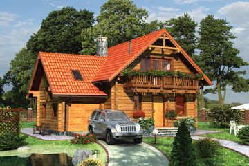  Projekt domu Koliba - bal drewniany (KRD1859) - projekt domu parterowego z poddaszem - Zdjęcie 1