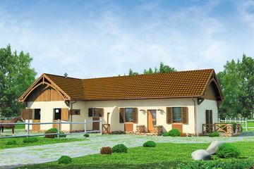  Projekt ujeżdżalni S27 Stajnia dla koni - 4 boksy (SLN1385) - projekt ujeżdżalni parterowego - Zdjęcie 1