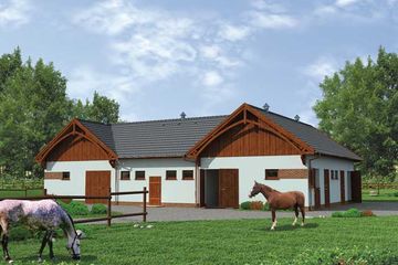  Projekt stajni S30 Stajnia dla koni - 8 boksów (SLN1387) - projekt stajni parterowego - Zdjęcie 1