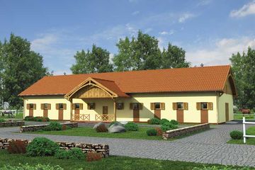  Projekt stajni S33 Stajnia dla koni - 16 boksów (SLN1389) - projekt stajni parterowego - Zdjęcie 1