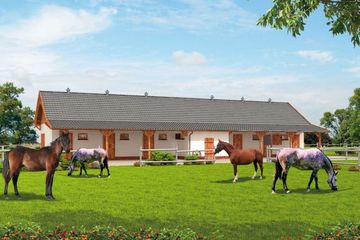 Projekt stajni S43 Stajnia angielska dla koni - 6 boksów (SLN1534) - projekt stajni parterowego - Zdjęcie 1