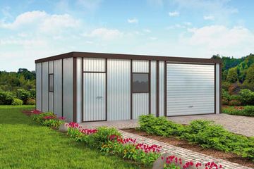  Projekt garażu GB4 Garaż blaszany jednostanowiskowy z pomieszczeniem gospodarczym (SLN1540) - projekt garażu parterowego - Zdjęcie 1