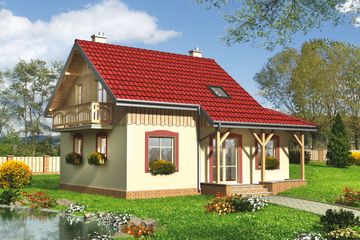  Projekt domu Strzyga - murowana – ceramika (KRD1870) - projekt domu parterowego z poddaszem - Zdjęcie 1