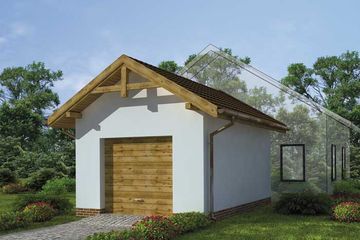  Projekt garażu GP2 garaż dostawiany (SLN1403) - projekt garażu parterowego - Zdjęcie 1