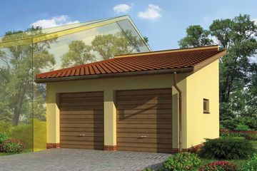  Projekt garażu GP4 garaż dostawiany dwustanowiskowy (SLN1405) - projekt garażu parterowego - Zdjęcie 1