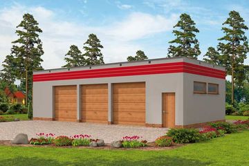  Projekt garażu G270 garaż trzystanowiskowy (SLN1551) - projekt garażu parterowego - Zdjęcie 1