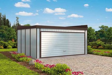  Projekt garażu GB9 Garaż blaszany dwustanowiskowy (SLN1555) - projekt garażu parterowego - Zdjęcie 1