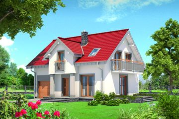  Projekt domu Tomir Lux Solis - murowana – beton komórkowy (KRD2273) - projekt domu parterowego z poddaszem - Zdjęcie 1