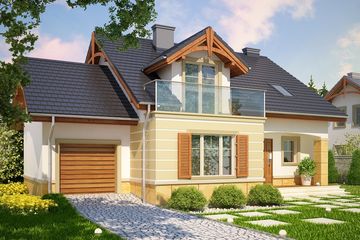  Projekt domu Wenecja z garażem 1 stanowiskowym (WRN1028) - projekt domu parterowego z poddaszem - Zdjęcie 3