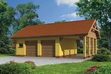  Projekt garażu G178 garaż dwustanowiskowy z wiatą garażową (SLN1416) - projekt garażu parterowego - Zdjęcie 1