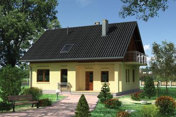  Projekt domu Witlinek - murowana – beton komórkowy (KRD1864) - projekt domu parterowego z poddaszem - Zdjęcie 1