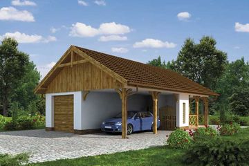  Projekt garażu G168 garaż z wiatą i pomieszczeniem gospodarczym (SLN1391) - projekt garażu parterowego - Zdjęcie 1