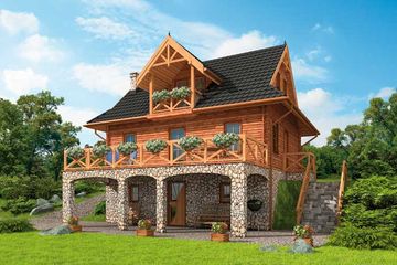  Projekt domu Ontario z płazów drewnianych (SLN1546) - projekt domu parterowego z poddaszem - Zdjęcie 1