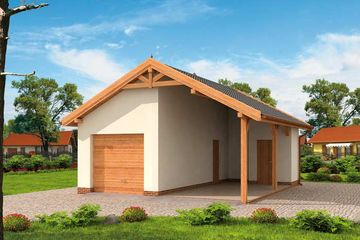  Projekt garażu G31m garaż jednostanowiskowy z wiatą i pomieszczeniem gospodarczym (SLN1547) - projekt garażu parterowego - Zdjęcie 1