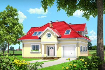  Projekt domu Skarbek Karo - murowana – beton komórkowy (KRD2265) - projekt domu parterowego z poddaszem - Zdjęcie 1