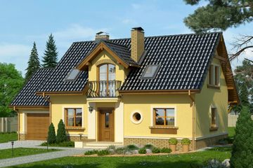  Projekt domu Granat z garażem 1 stanowiskowym (WRN1022) - projekt domu parterowego z poddaszem - Zdjęcie 1