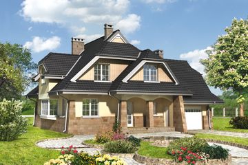  Projekt domu Struga - murowana – ceramika (KRD1909) - projekt domu parterowego z poddaszem - Zdjęcie 1