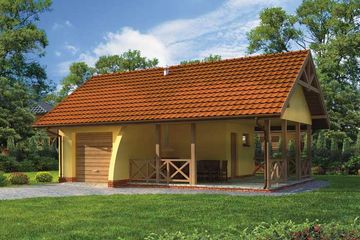  Projekt garażu G194 garaż jednostanowiskowy z werandą i piwnicą (SLN1432) - projekt garażu parterowego - Zdjęcie 1