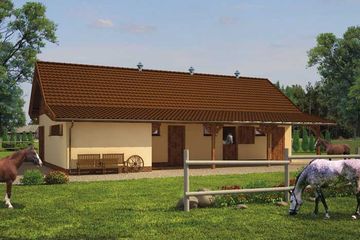 Projekt stajni S37 Stajnia angielska dla koni - 3 boksy (SLN1433) - projekt stajni parterowego - Zdjęcie 1