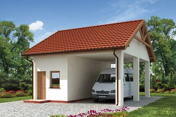 Projekt wiaty garażowej G212 wiata garażowa (SLN1439) - projekt wiaty parterowego - Zdjęcie 1