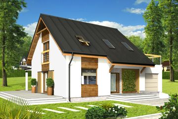  Projekt domu Franek z garażem 1-st. [A] (WRF1408) - projekt domu parterowego z poddaszem - Zdjęcie 1