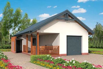  Projekt garażu G285 garaż jednostanowiskowy z pomieszczeniem gospodarczym i werandą (SLN1563) - projekt garażu parterowego - Zdjęcie 1