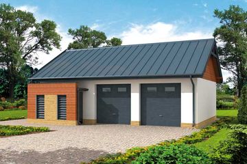  Projekt garażu G287 garaż dwustanowiskowy z pomieszczeniem gospodarczym (SLN1566) - projekt garażu parterowego - Zdjęcie 1