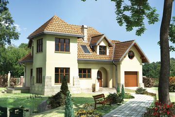  Projekt domu Zadora - murowana – keramzyt (KRD2287) - projekt domu parterowego z poddaszem - Zdjęcie 1