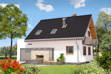  Projekt domu Zeta - murowana – beton komórkowy (KRD2288) - projekt domu parterowego z poddaszem - Zdjęcie 1