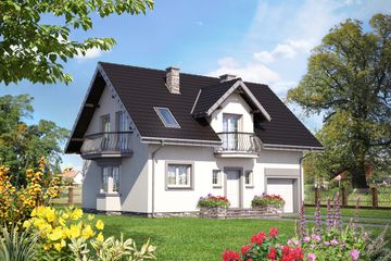  Projekt domu Zofia Bobo - murowana – beton komórkowy (KRD2289) - projekt domu parterowego z poddaszem - Zdjęcie 1