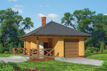  Projekt garażu G183 garaż jednostanowiskowy z wędzarnikiem (SLN1421) - projekt garażu parterowego - Zdjęcie 1