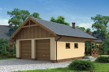  Projekt grilla / wędzarni G188 garaż dwustanowiskowy z wędzarnikiem (SLN1425) - projekt grilla parterowego - Zdjęcie 1