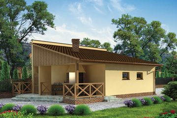  Projekt grilla / wędzarni G190 garaż dwustanowiskowy z werandą (SLN1427) - projekt grilla parterowego - Zdjęcie 1