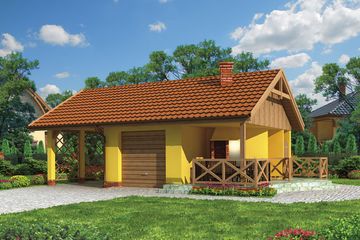  Projekt garażu G192 projekt z wędzarnią (SLN1429) - projekt garażu parterowego - Zdjęcie 1