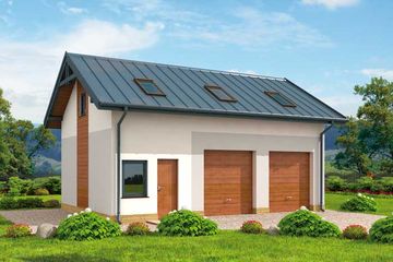  Projekt garażu G295 garaż dwustanowiskowy z pomieszczeniem gospodarczym i poddaszem (SLN1574) - projekt garażu parterowego - Zdjęcie 1