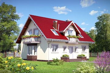  Projekt domu Zora - murowana – beton komórkowy (KRD2295) - projekt domu parterowego z poddaszem - Zdjęcie 1