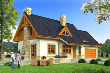  Projekt domu Agatka II z garażem 2-st. [A1] (WRF1405) - projekt domu parterowego z poddaszem - Zdjęcie 1