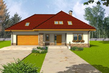  Projekt domu Syntia II wersja B (WRY1032) - projekt domu parterowego z poddaszem - Zdjęcie 1
