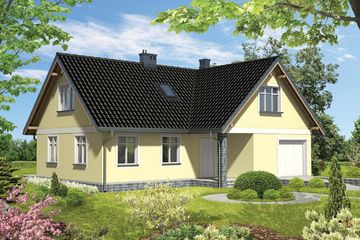  Projekt domu Izabela - szkielet drewniany prefabryk. (KRD2299) - projekt domu parterowego z poddaszem - Zdjęcie 1