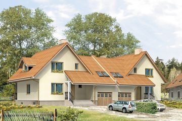  Projekt domu Duet 2 zabudowa bliźniacza, 2 segmenty (BSA1065) - projekt domu parterowego z poddaszem - Zdjęcie 1