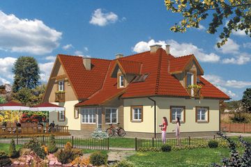  Projekt pensjonatu WB-0041 (KRA3603) - projekt pensjonatu parterowego z poddaszem - Zdjęcie 1