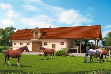  Projekt stajni S42 Stajnia dla koni - 4 boksy (SLN1741) - projekt stajni parterowego - Zdjęcie 1