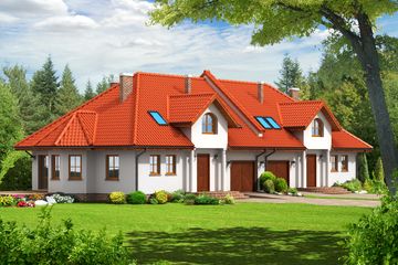  Projekt domu Zarzecze małe 11 bliźniak (KRP1237) - projekt domu parterowego z poddaszem - Zdjęcie 1