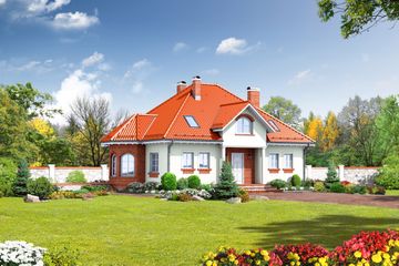  Projekt domu Zarzecze średnie (KRP1238) - projekt domu parterowego z poddaszem - Zdjęcie 1