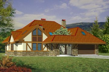  Projekt domu Jesion A 2 garaże (WRD1043) - projekt domu parterowego z poddaszem - Zdjęcie 1