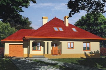  Projekt domu Julia wersja B z pojedynczym garażem (WRD1044) - projekt domu parterowego z poddaszem - Zdjęcie 1