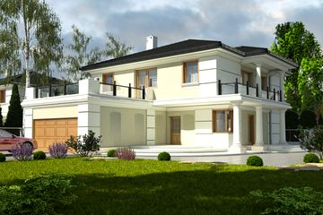  Projekt domu Pustułka z garażem 2-st. [A] (WRF1396) - projekt domu z pełnym piętrem - Zdjęcie 1